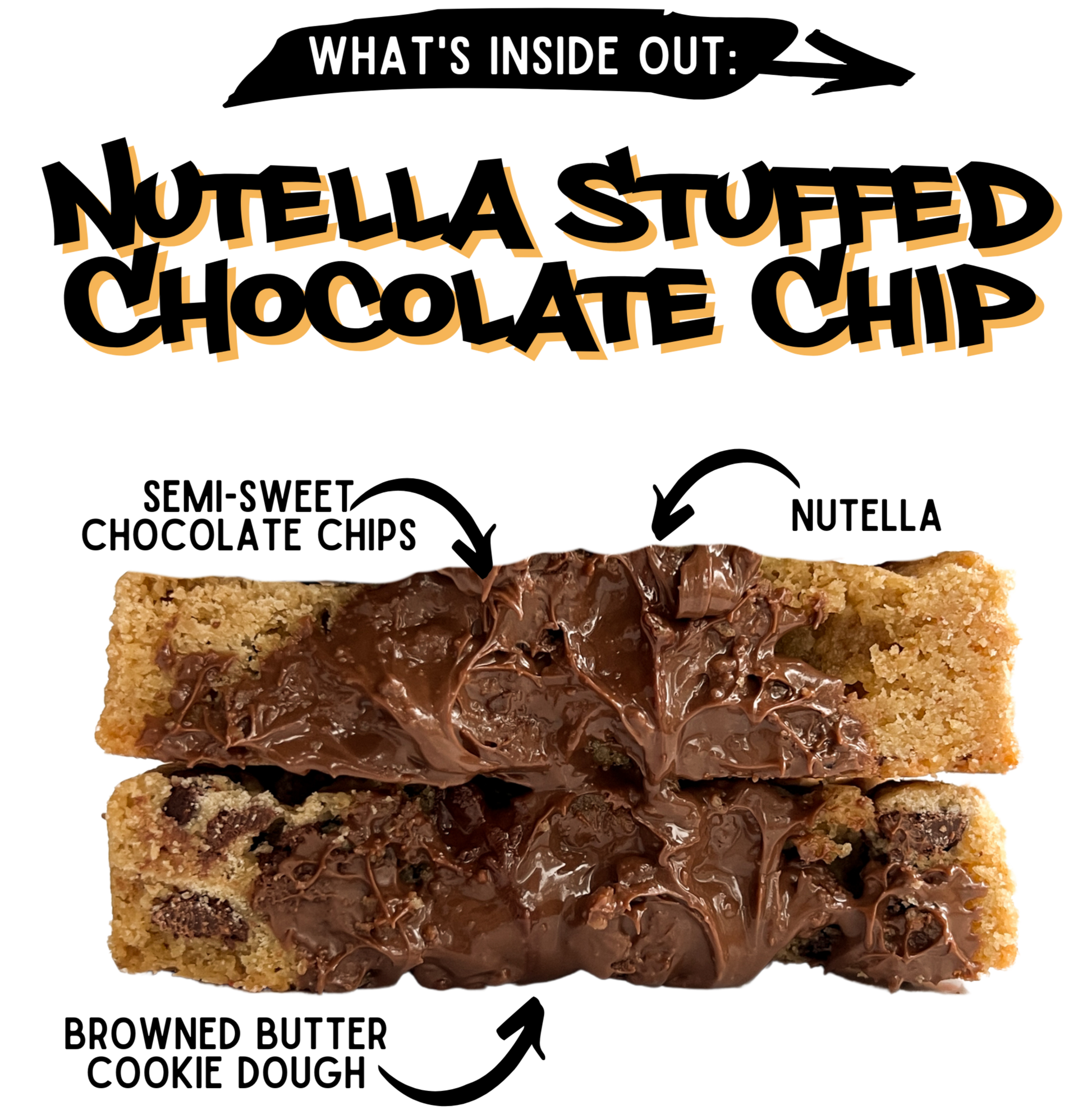 Inside Out Cookie nutella stuffed chocolate chip cookies