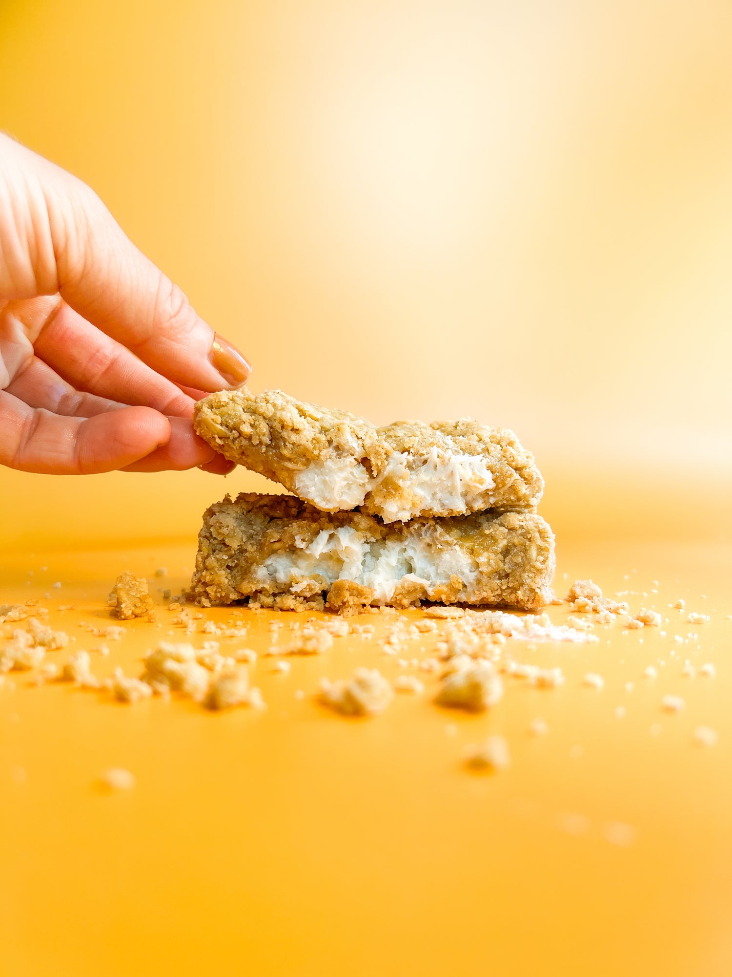 Inside out cookie's oatmeal cream pie stuffed cookie