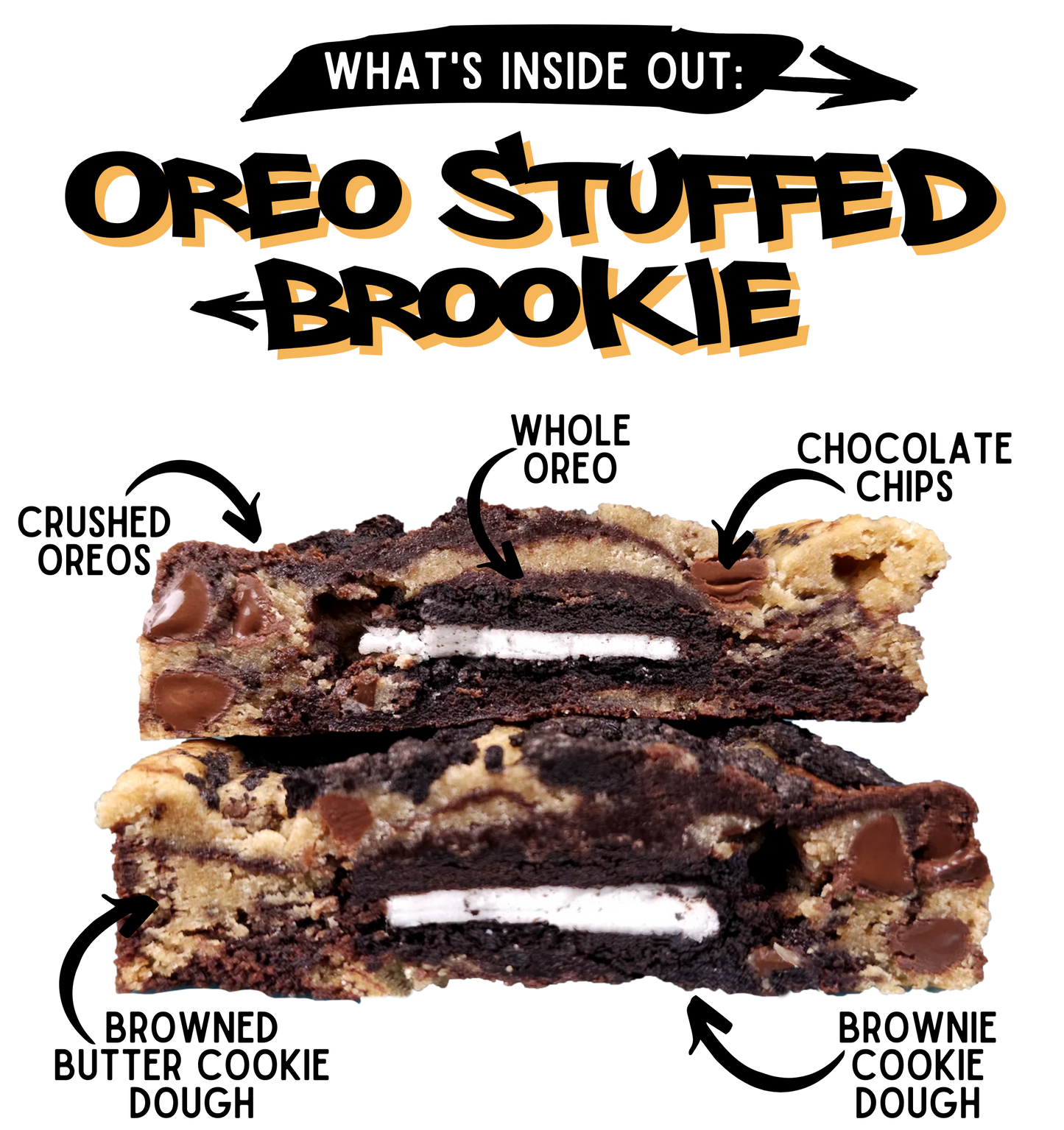 inside out cookie oreo stuffed brookie cookie