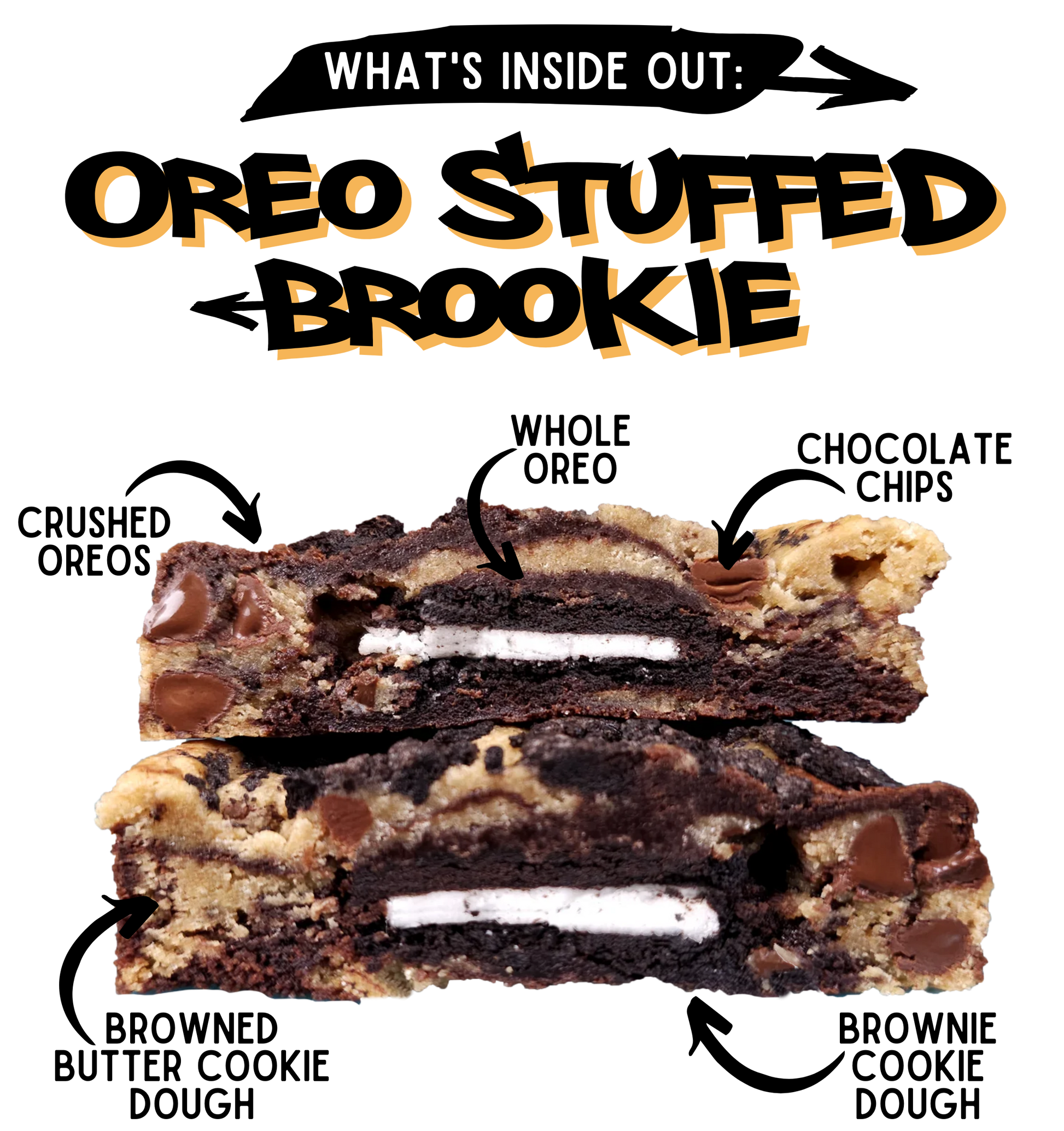 inside out cookie oreo stuffed brookie cookie