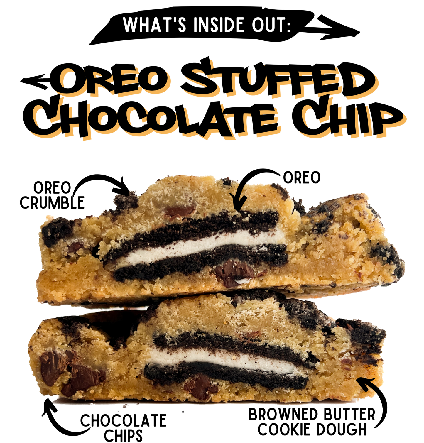 Inside Out Cookie oreo stuffed chocolate chip cookies