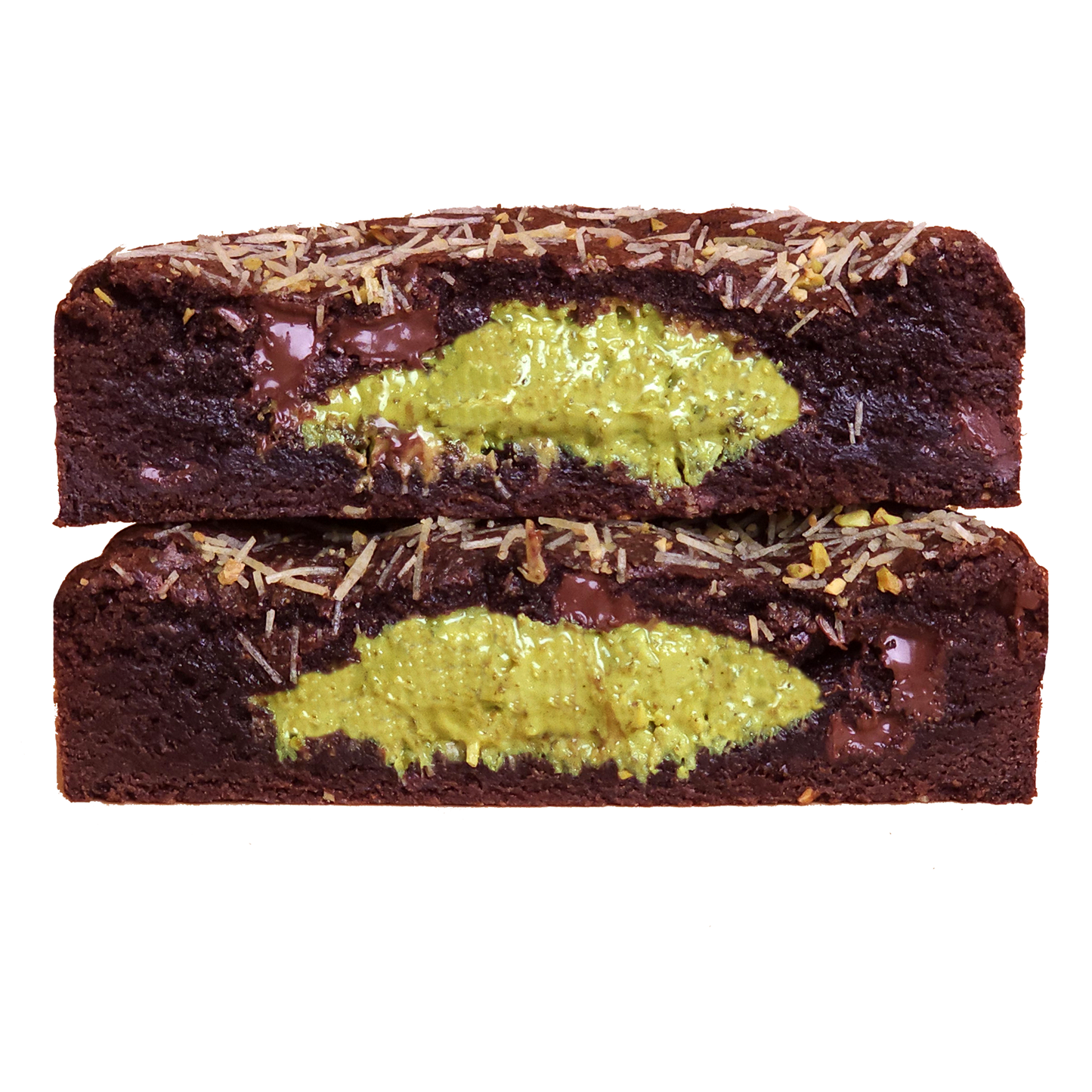 Inside Out Cookie Dubai chocolate pistachio stuffed brownie cookies