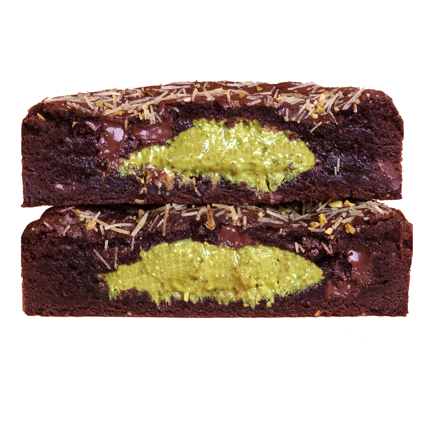 Inside Out Cookie Dubai chocolate pistachio stuffed brownie cookies