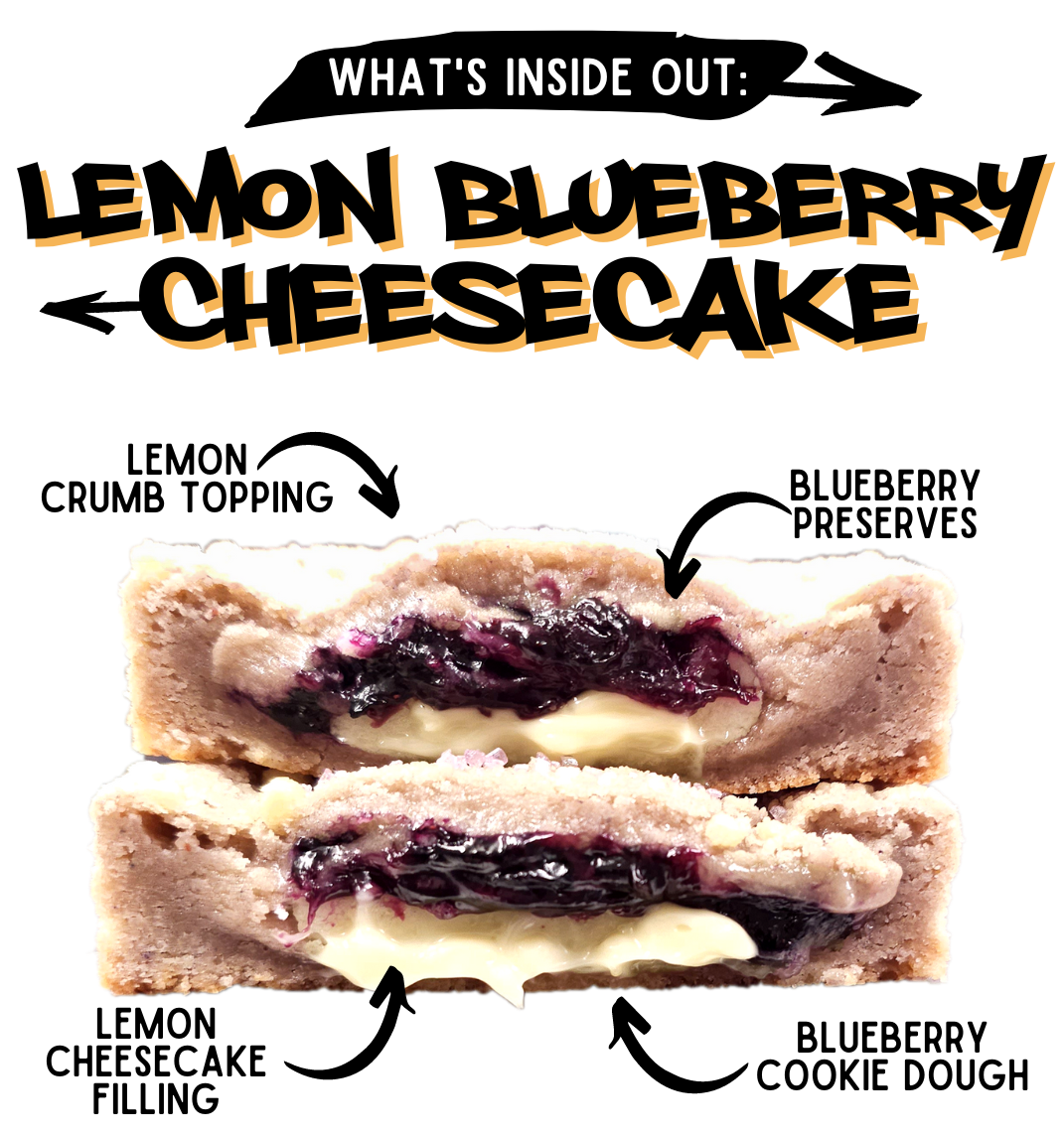 Inside Out Cookie What's inside the lemon blueberry cheesecake stuffed cookie
