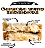 Inside Out Cookie Cheesecake stuffed snickerdoodle cookie