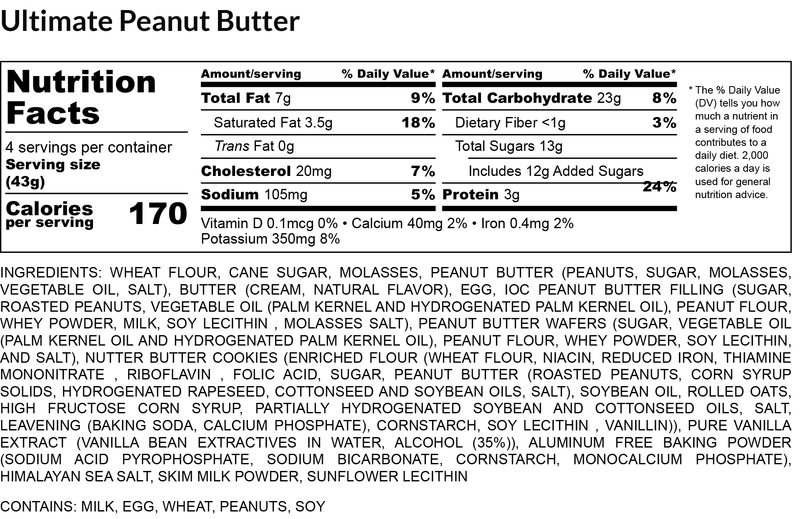 Ultimate Peanut Butter nutrition facts label