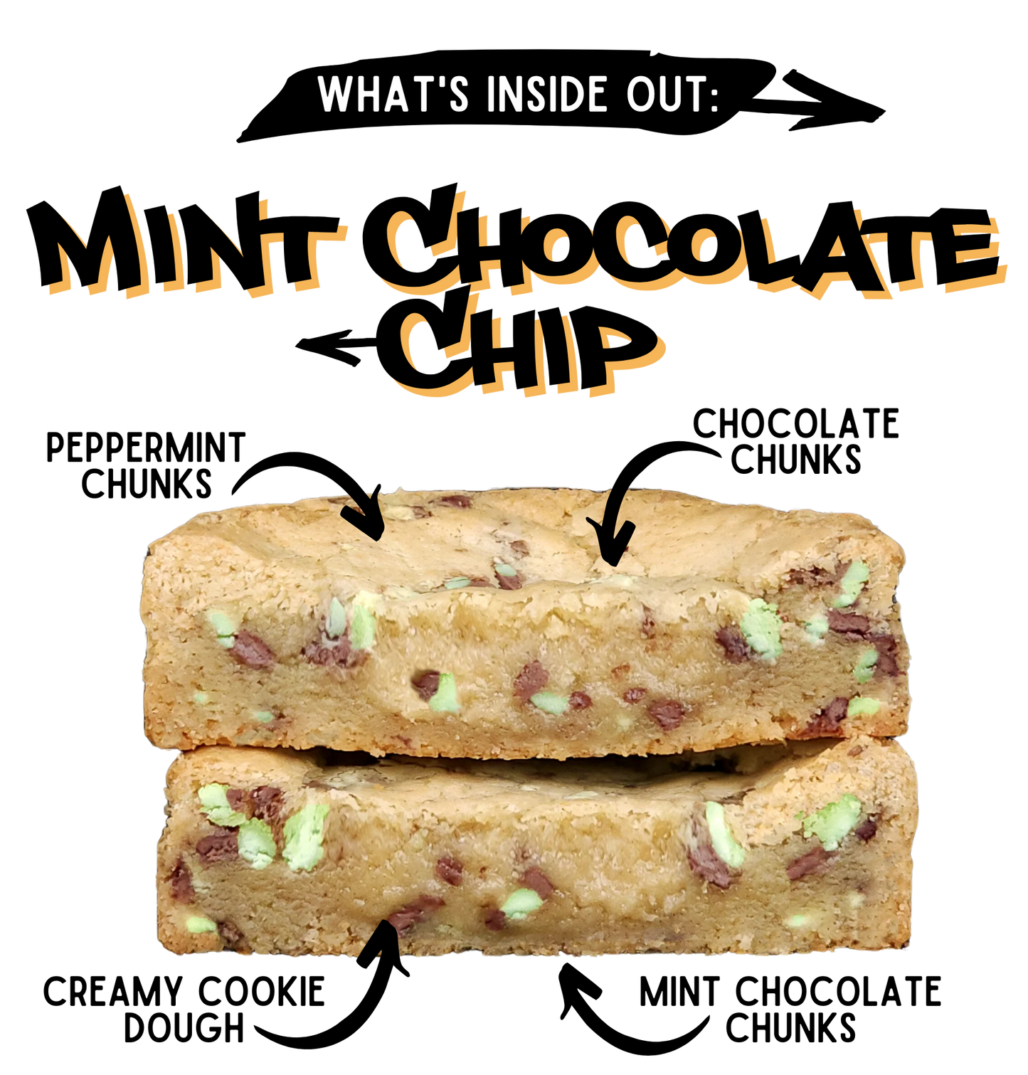 whats inside the Inide out cookie mint chocolate chip cookie