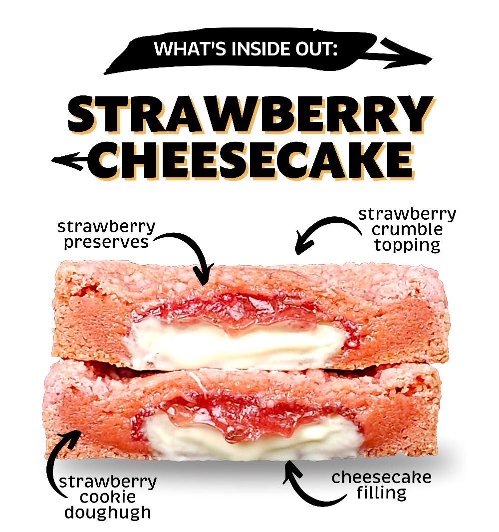 whats inside the strawberry cheesecake stuffed inside out cookies