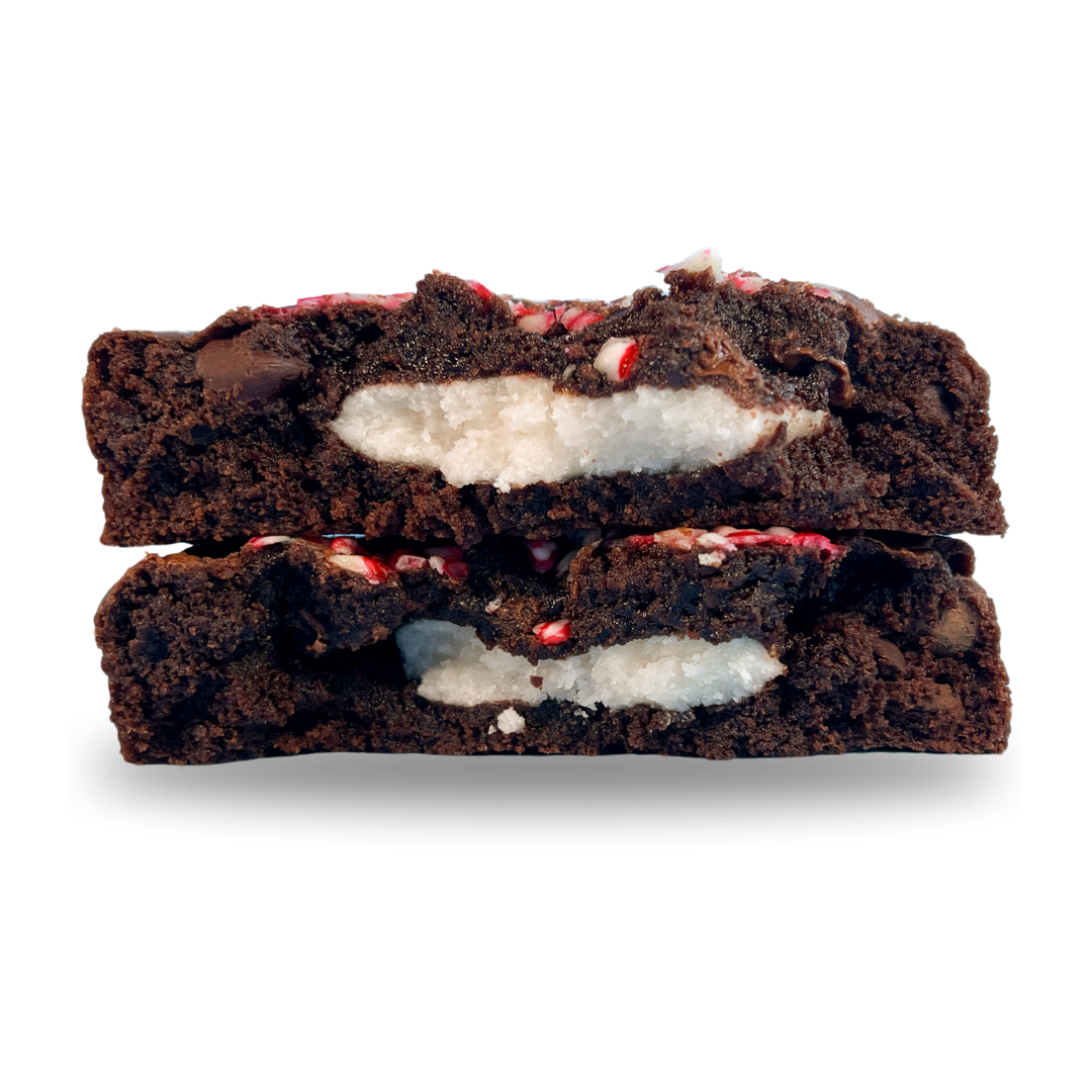 peppermint stuffed brownie inside out cookies