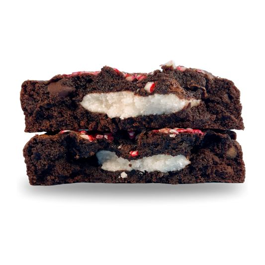 peppermint stuffed brownie inside out cookies