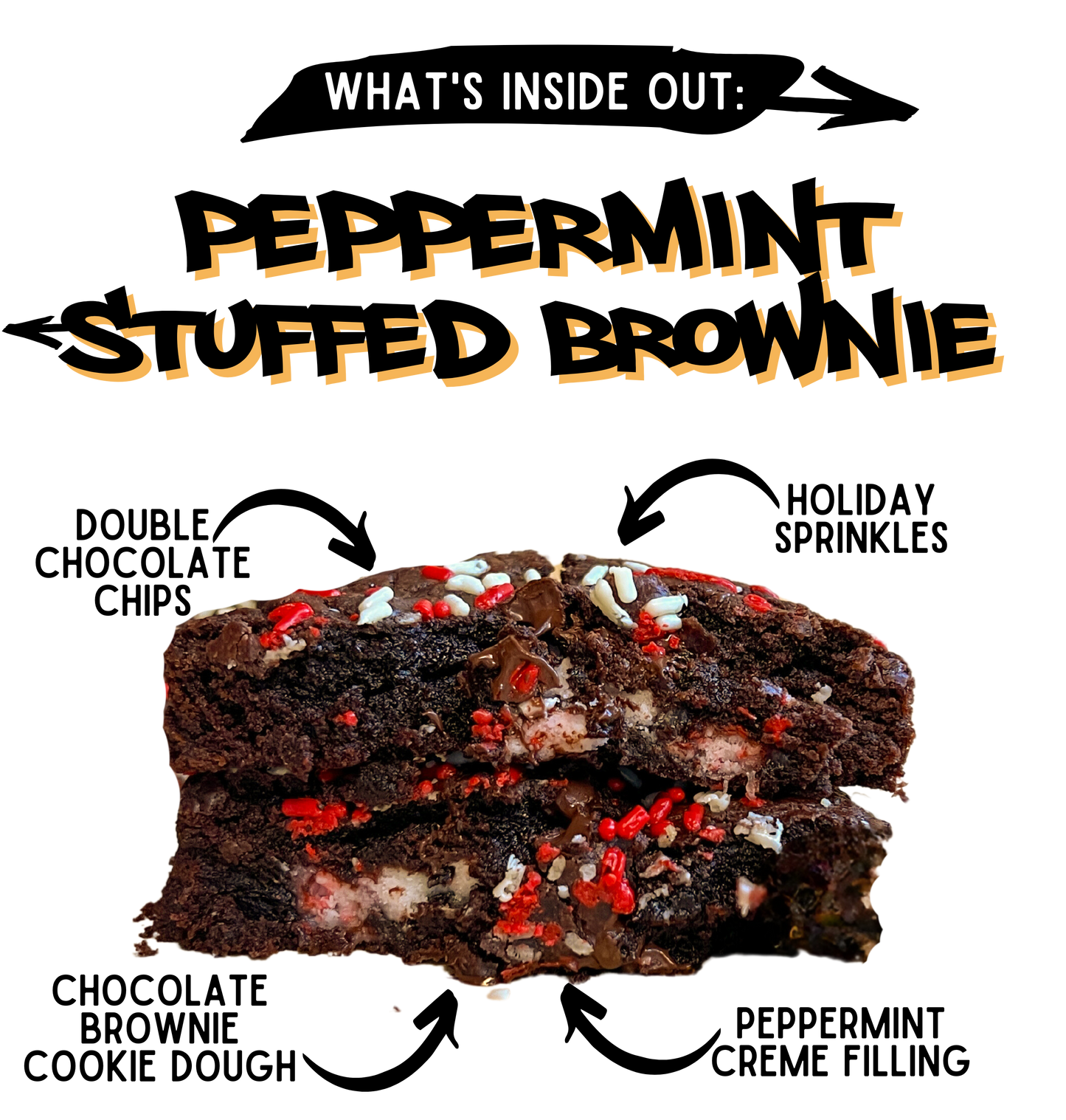 whats inside peppermint stuffed brownie inside out cookie