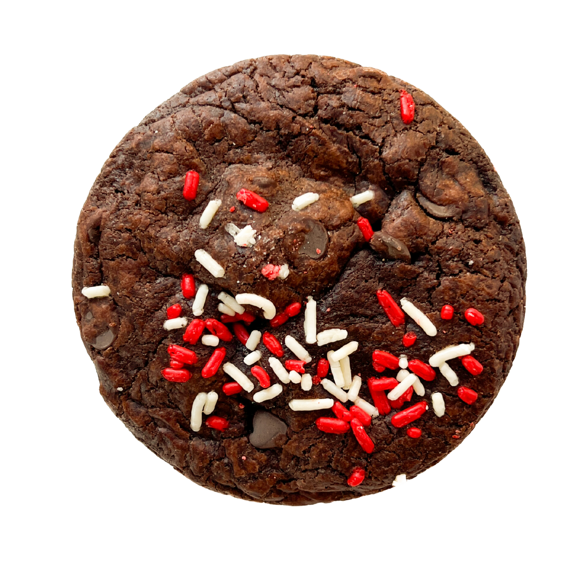 inside out cookie peppermint stuffed brownie cookie with sprinkles